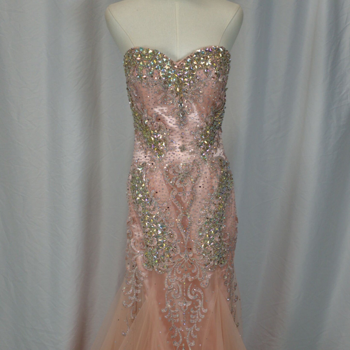 Dazzling Blush Beaded Tulle Gown for Unforgettable Nights