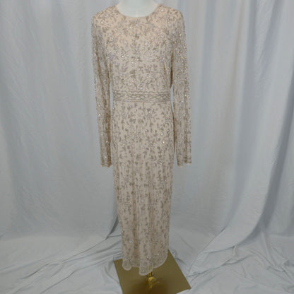 Dazzling Beaded Champagne Maxi Dress for Gala Nights