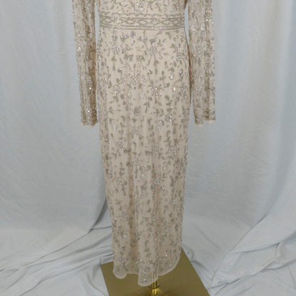 Dazzling Beaded Champagne Maxi Dress for Gala Nights