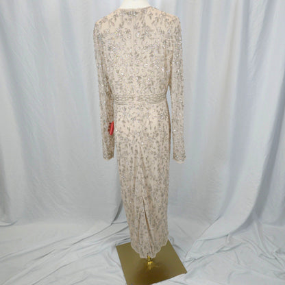 Dazzling Beaded Champagne Maxi Dress for Gala Nights