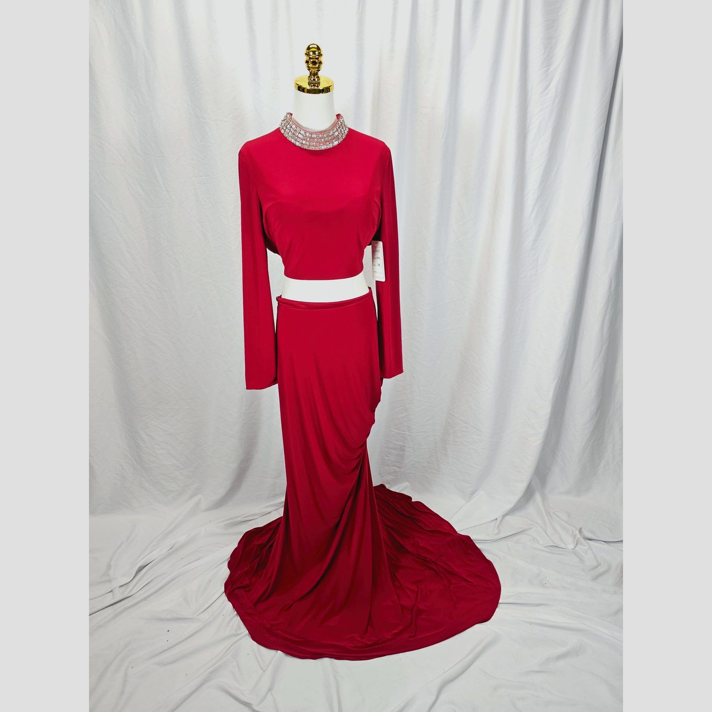 Fierce Crimson Backless Evening Showstopper Gown
