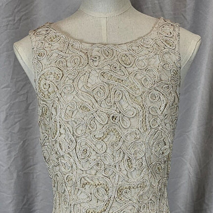 Bold Champagne Lace Dress with Mesmerizing Back Cutout