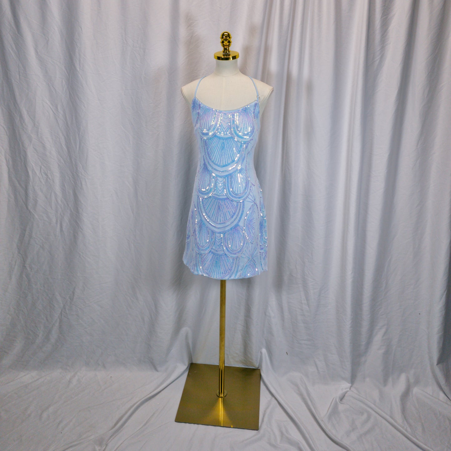 Dazzling Light Blue Sequin Party Dress for Chic Celebrations