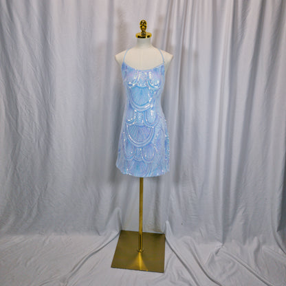 Dazzling Light Blue Sequin Party Dress for Chic Celebrations