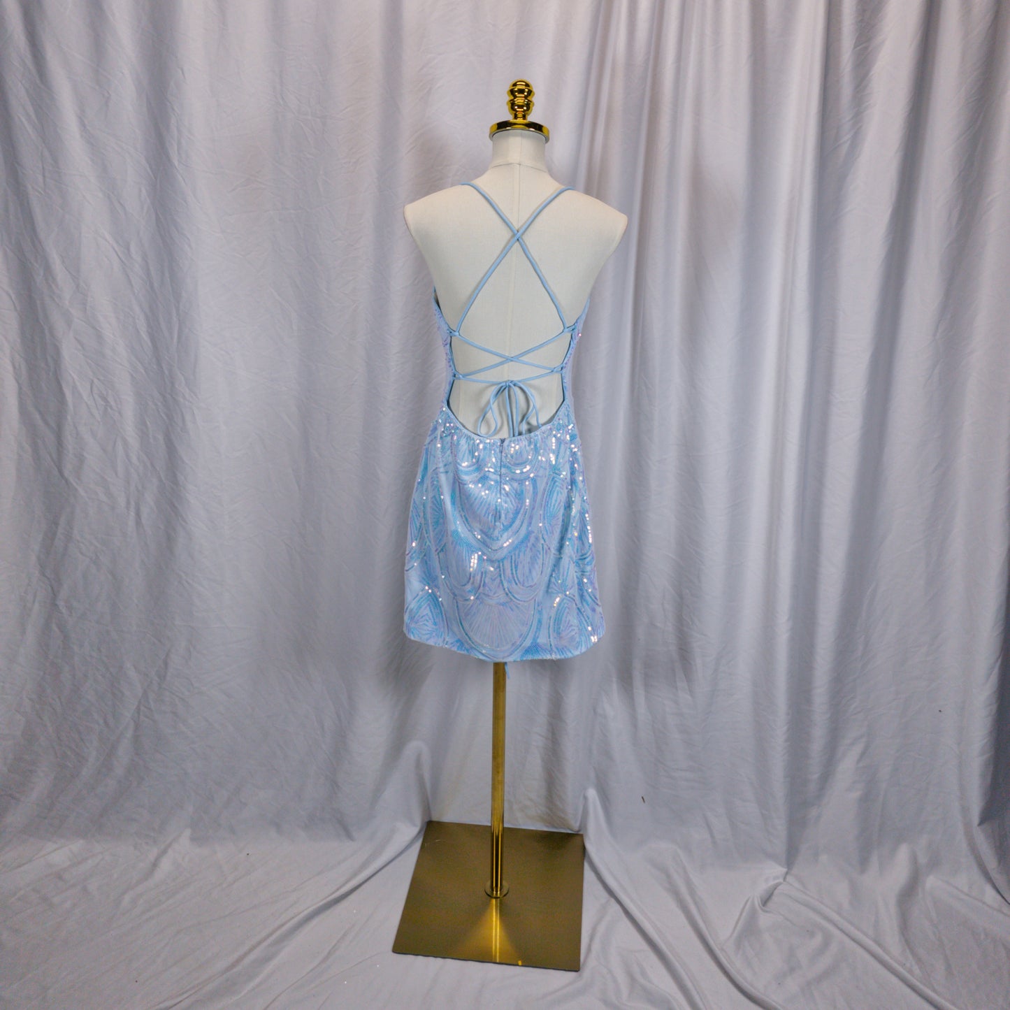 Dazzling Light Blue Sequin Party Dress for Chic Celebrations