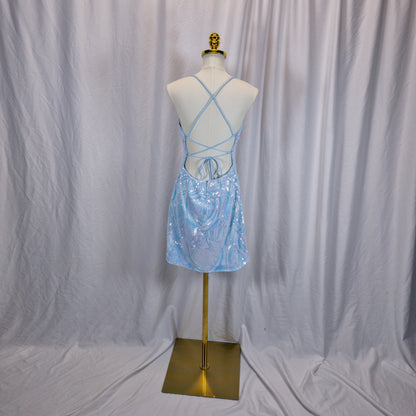 Dazzling Light Blue Sequin Party Dress for Chic Celebrations