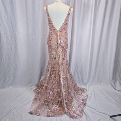 Dazzling Rose Gold Sequin Gown for Show-Stopping Nights
