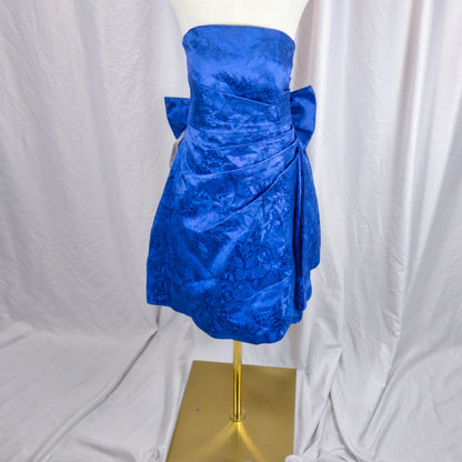 Fierce Sapphire Satin Cocktail Dress with Bold Bow