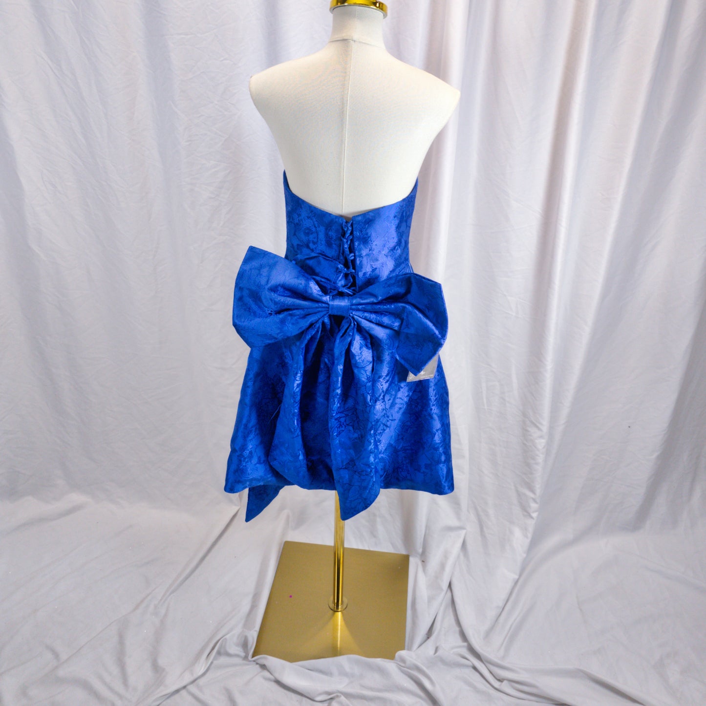 Fierce Sapphire Satin Cocktail Dress with Bold Bow
