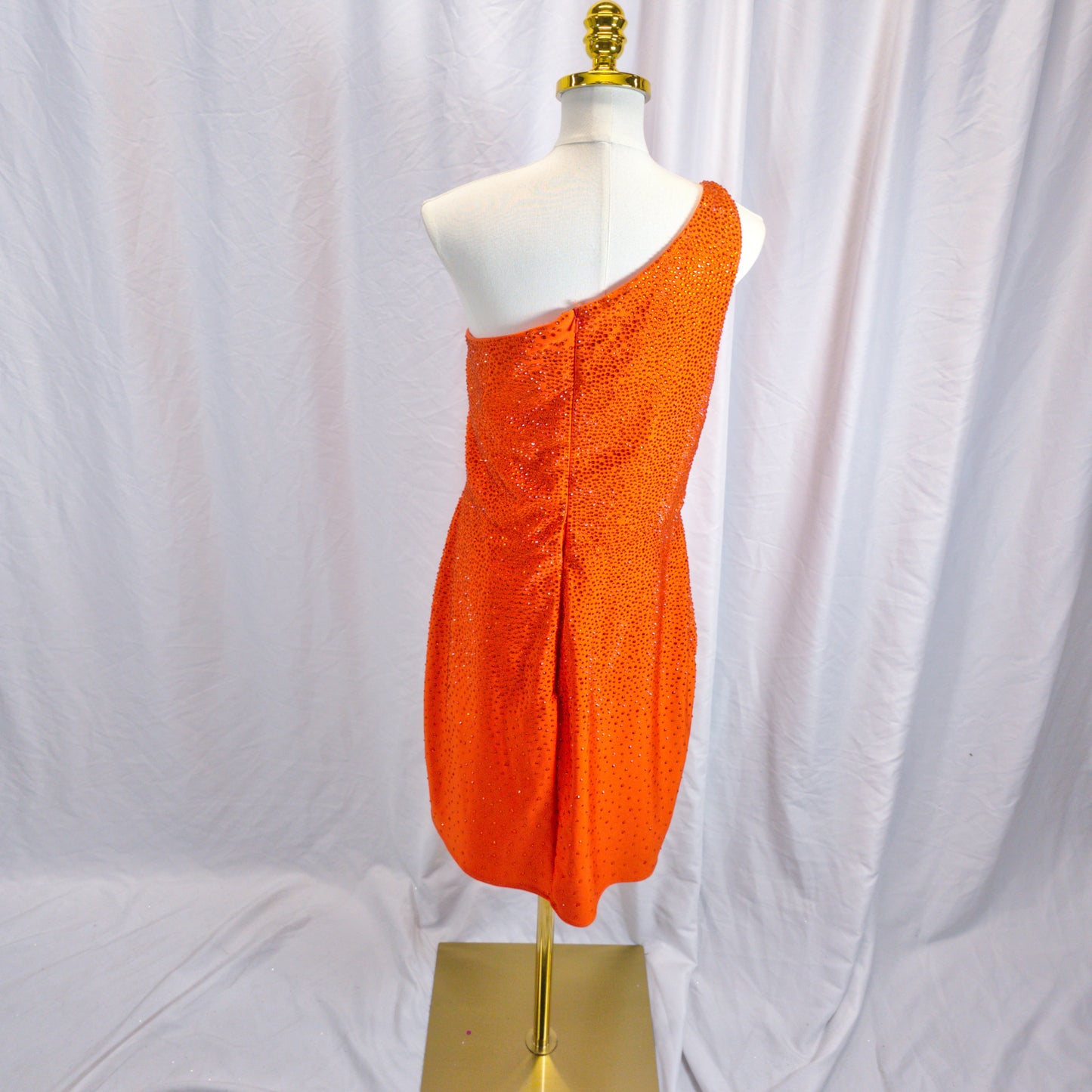 Dazzling Tangerine Asymmetric Mini Dress for Bold Evenings