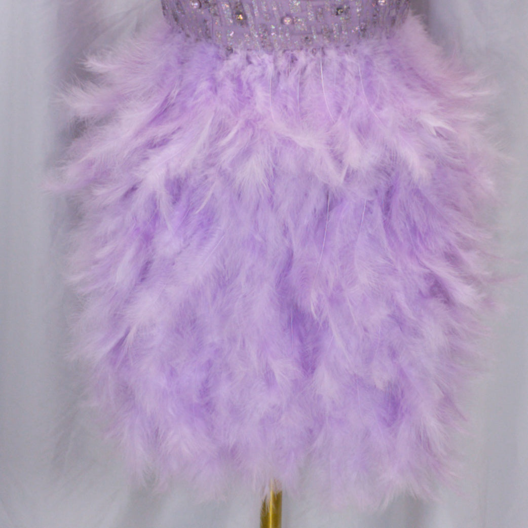Radiant Lilac Feathered Fantasy Dress for Dazzling Entrances