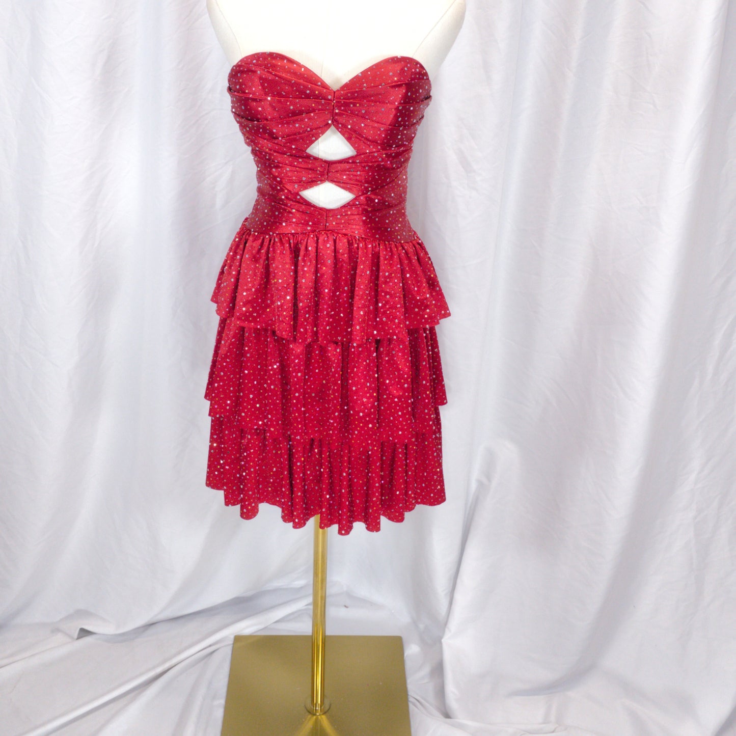 Fiery Red Cutout Ruffle Dress - Dazzle the Night Away