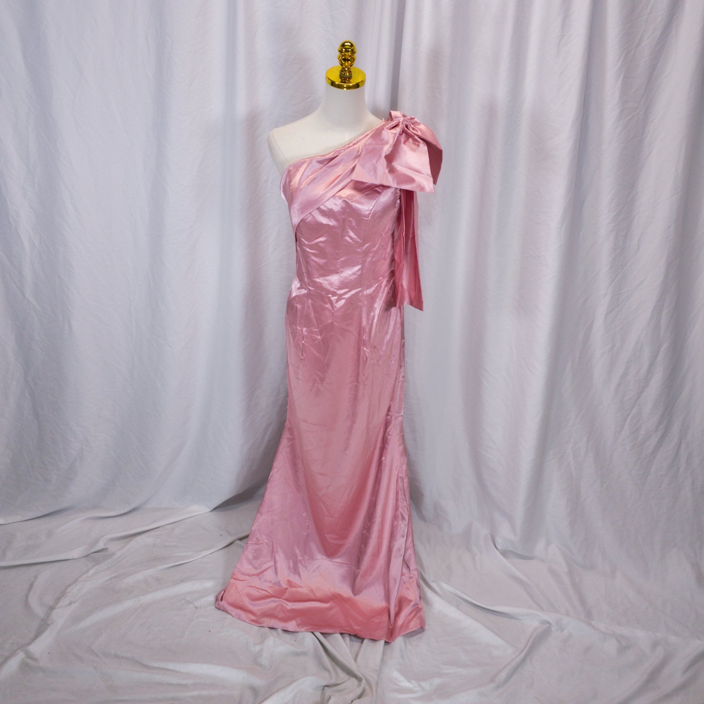 Fierce Pink Satin One-Shoulder Dress for Show-Stopping Moments