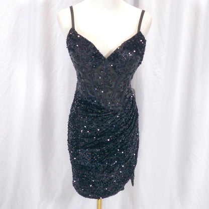 Dazzling Sequin Black Mini Dress – Nightlife Showstopper