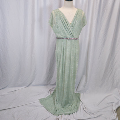 Mesmerizing Mint Sequin Gown - A Dazzling Evening Showstopper