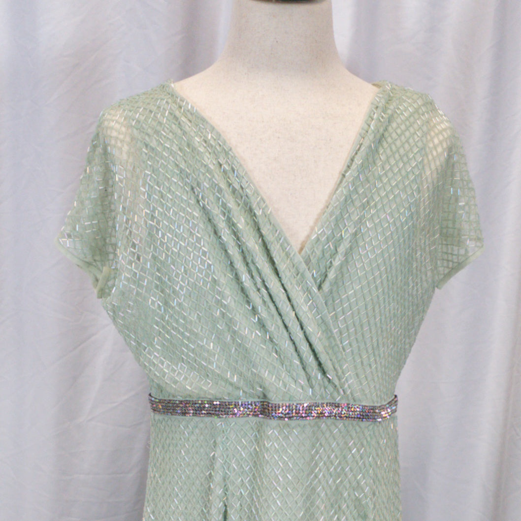 Mesmerizing Mint Sequin Gown - A Dazzling Evening Showstopper