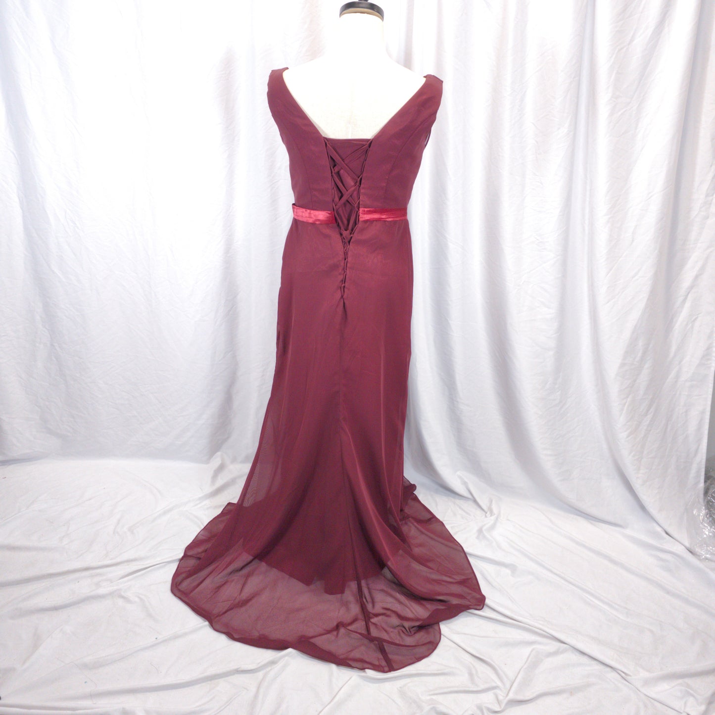 Show-Stopping Maroon Maxi with Dramatic Lattice Back
