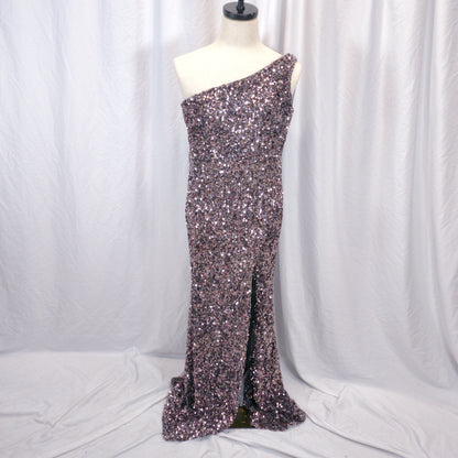 Dazzling One-Shoulder Sequined Gown for Show-Stopper Moments