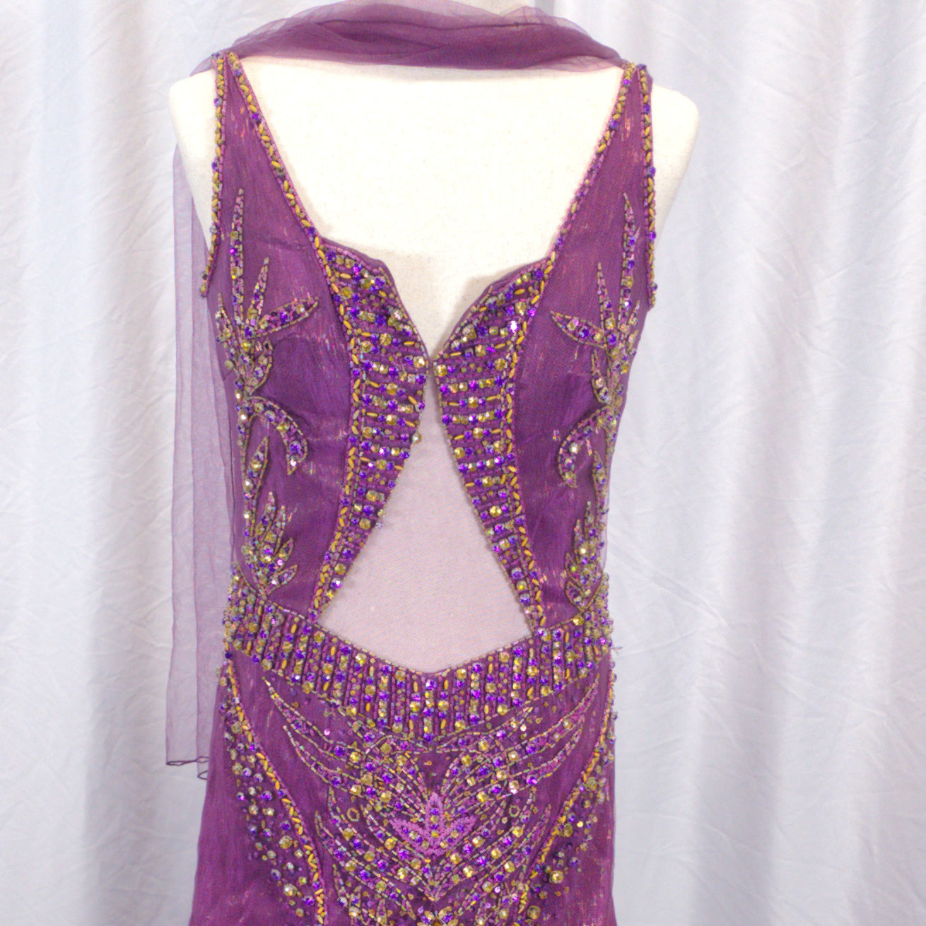 Dazzling Purple Mermaid Gown with Layered Drama