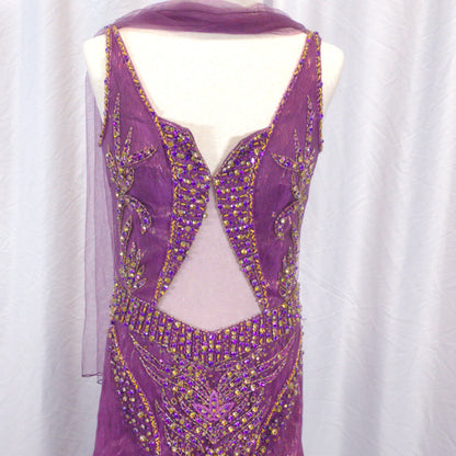 Dazzling Purple Mermaid Gown with Layered Drama