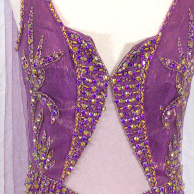 Dazzling Purple Mermaid Gown with Layered Drama