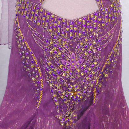 Dazzling Purple Mermaid Gown with Layered Drama