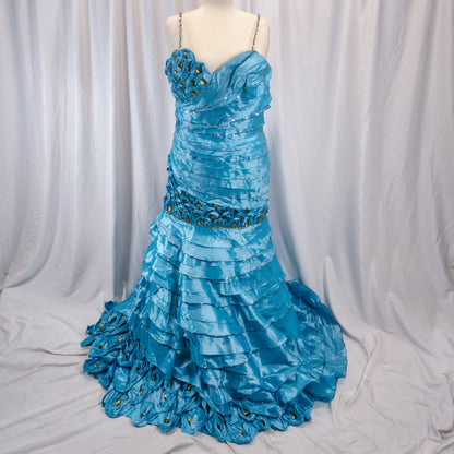 Putros Couture Dazzling Oceanic Ruffled Gown for Gala Glamour