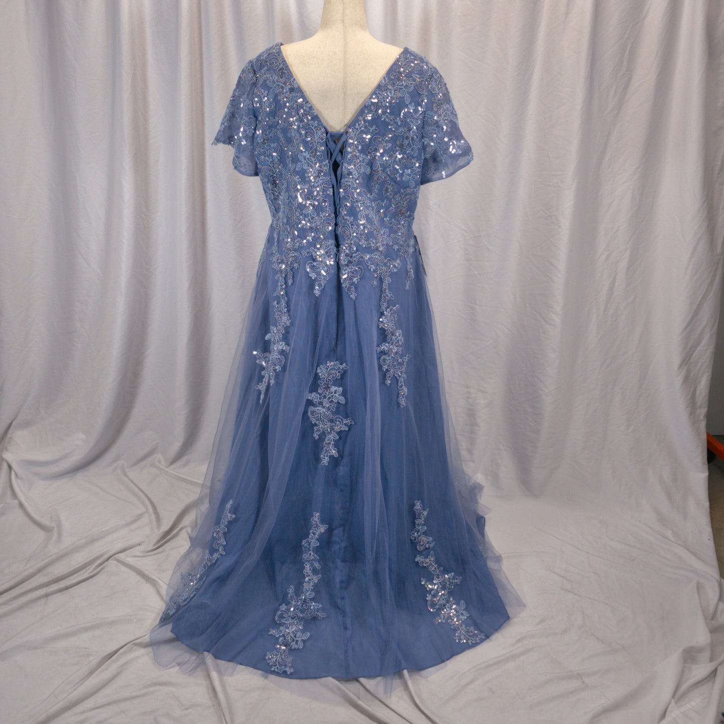 Dazzling Sapphire Embroidered Tulle Gown for Unforgettable Nights