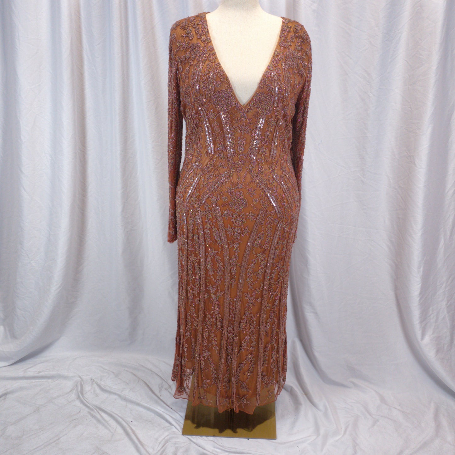 Show-Stopping Copper Embroidered Gala Dress