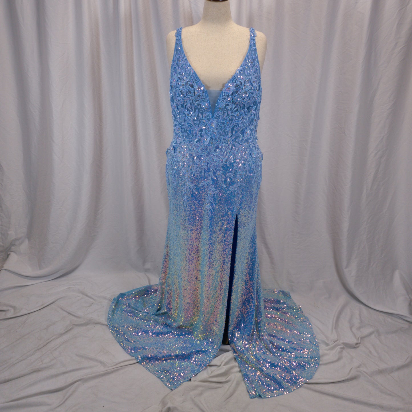 Dazzling Blue Sequined Mermaid Gown for Grand Entrances
