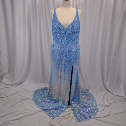 Dazzling Blue Sequined Mermaid Gown for Grand Entrances