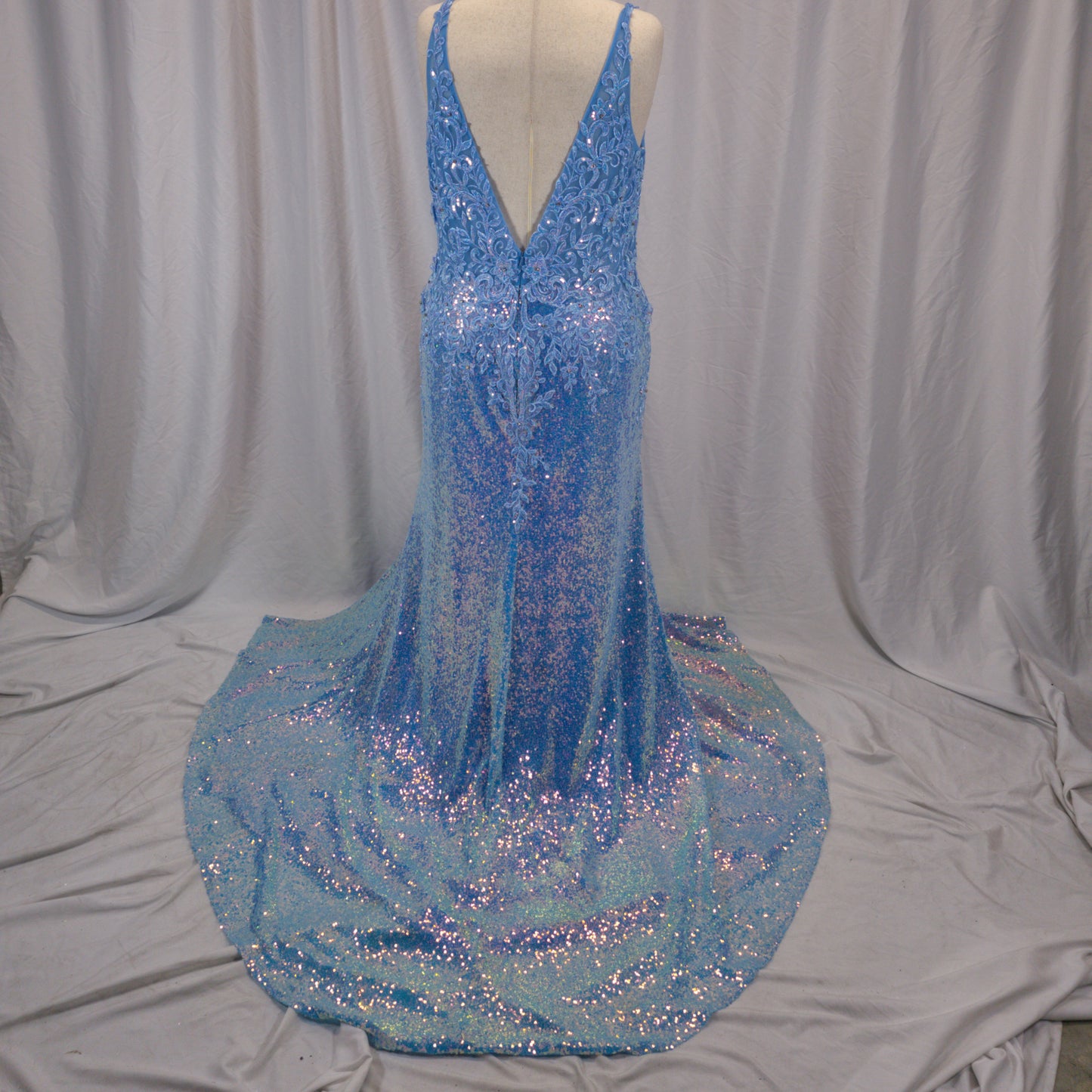 Dazzling Blue Sequined Mermaid Gown for Grand Entrances