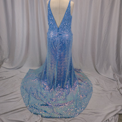 Dazzling Blue Sequined Mermaid Gown for Grand Entrances