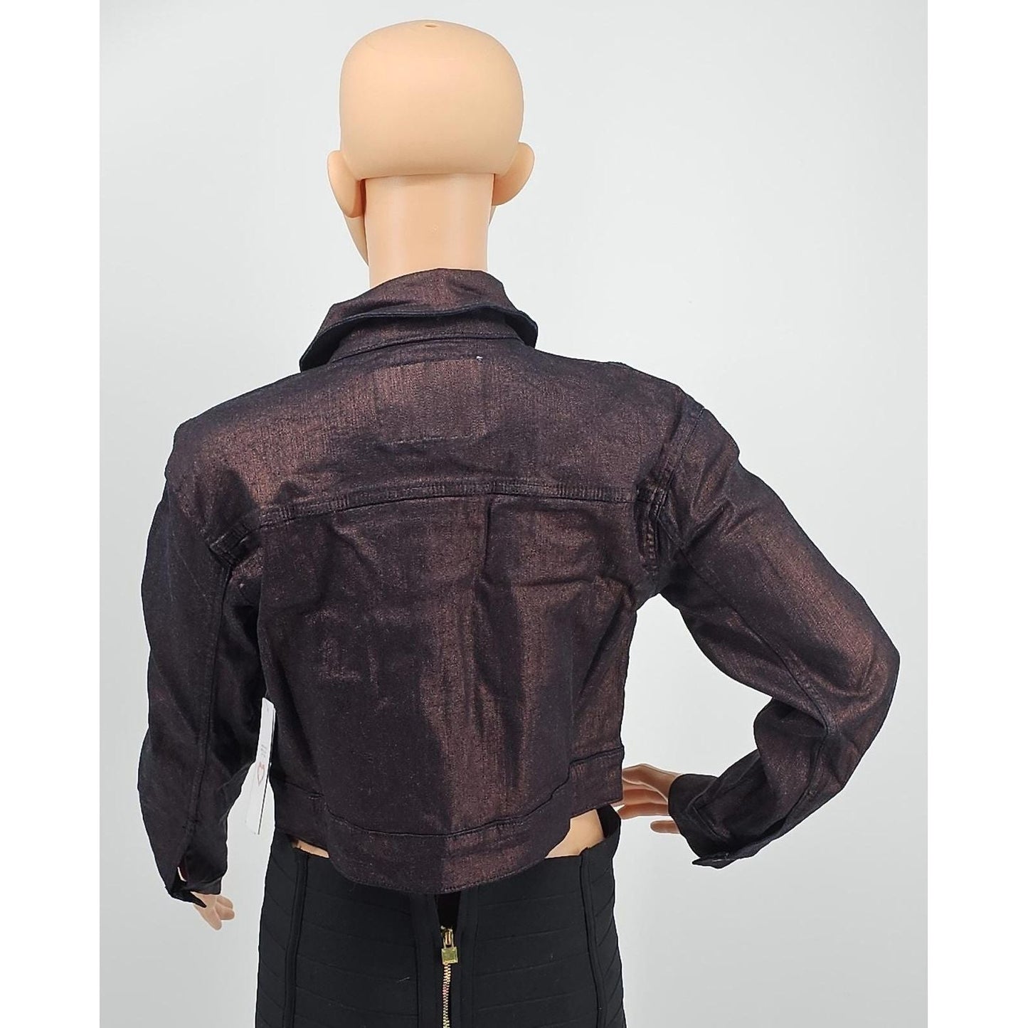 Cropped Shiny Bronze Denim Jacket - Because Basic is Boring