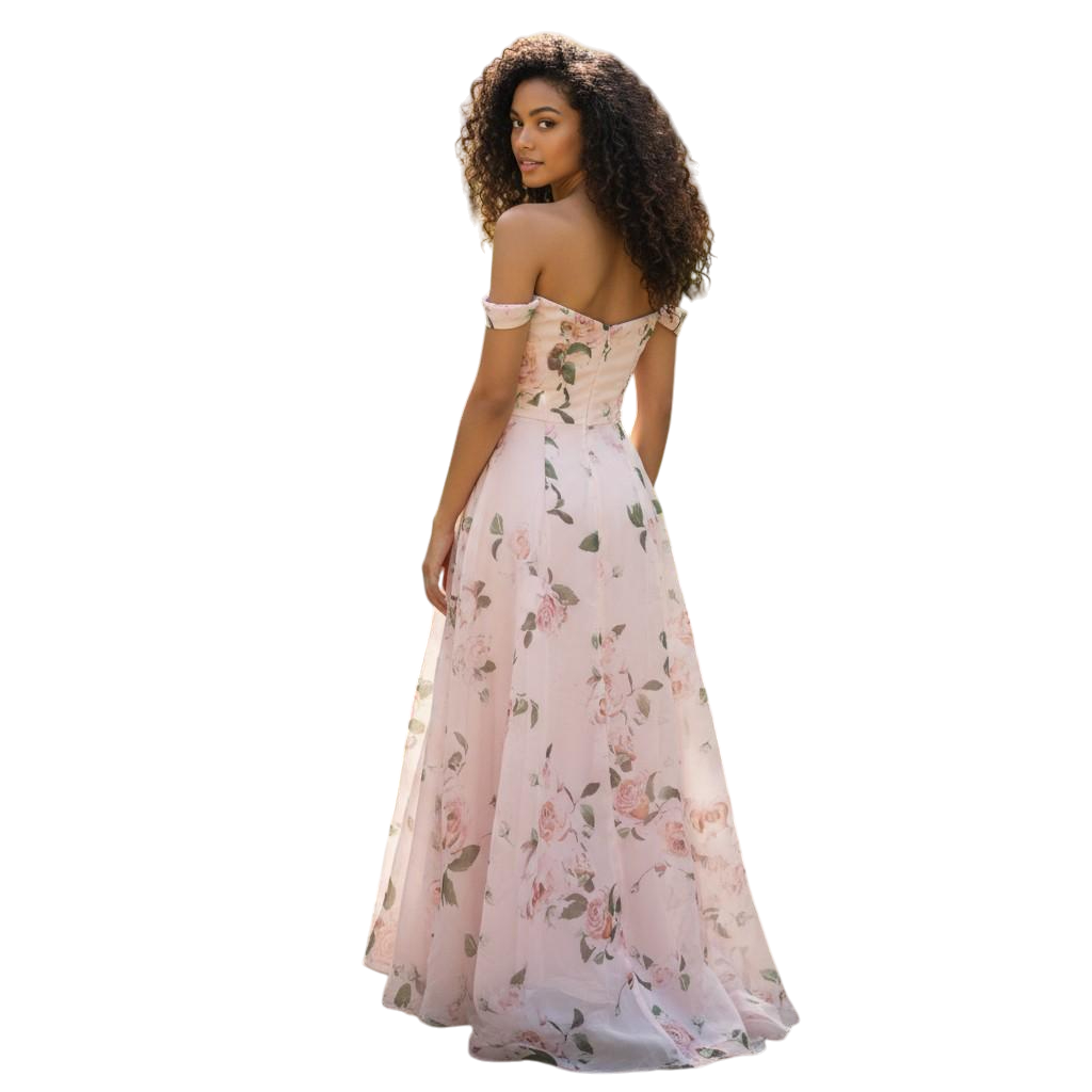 Blossom & Flutter Off-Shoulder Party Dress