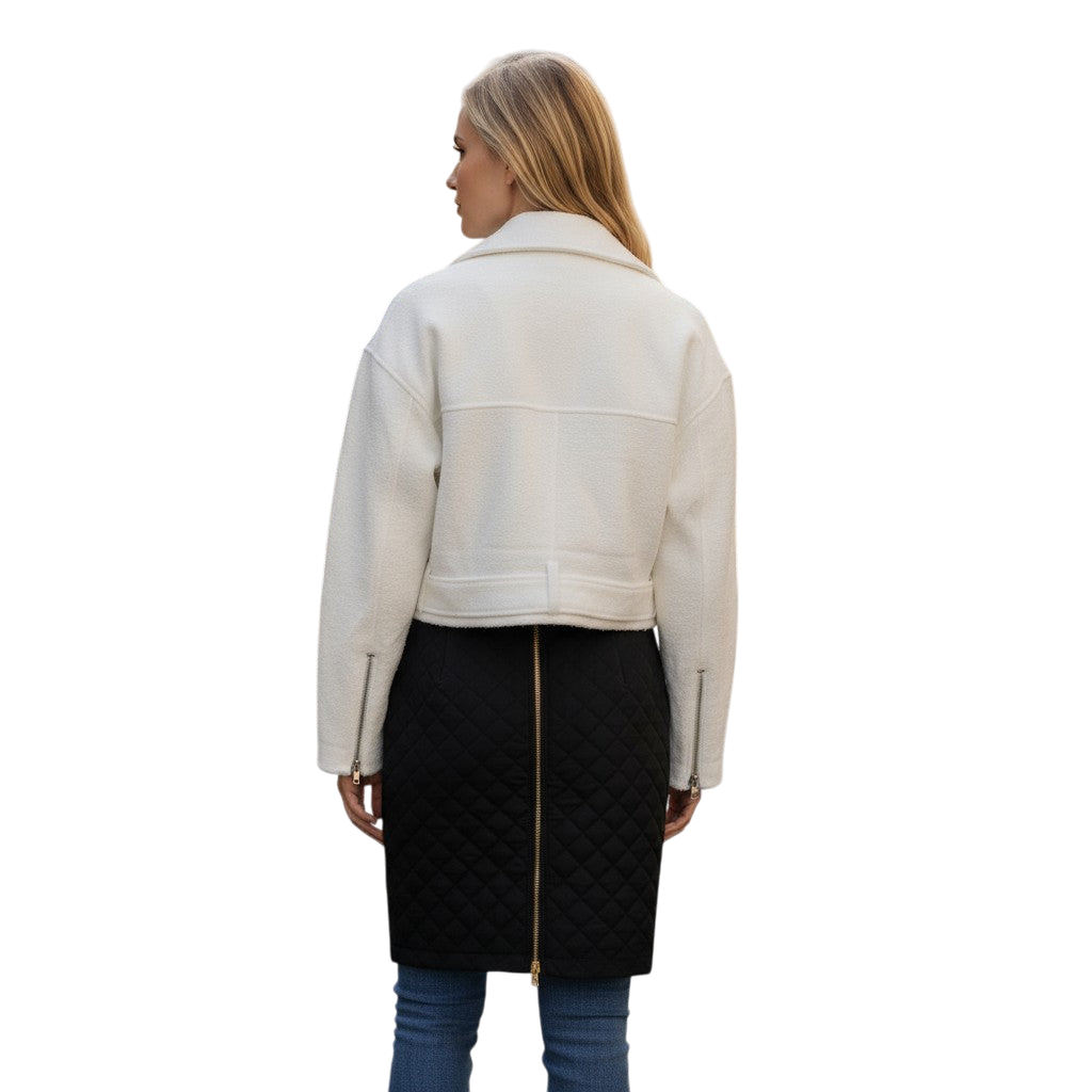 Chic Faux Leather Moto Jacket with Belt