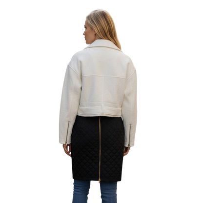 Chic Faux Leather Moto Jacket with Belt