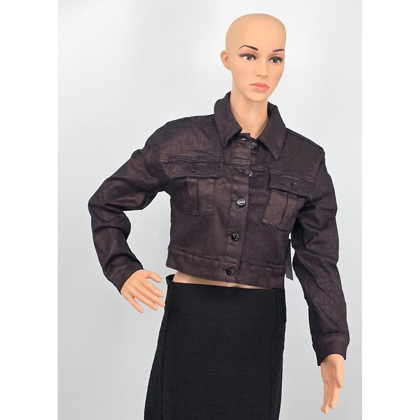 Cropped Shiny Bronze Denim Jacket - Because Basic is Boring
