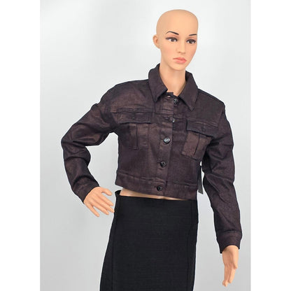 Cropped Shiny Bronze Denim Jacket - Because Basic is Boring