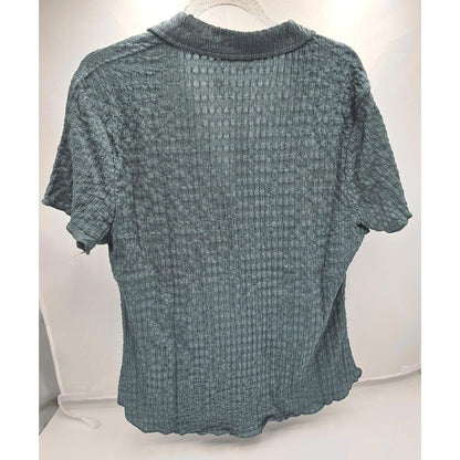 Women's Textured Button-Up Top - Charm