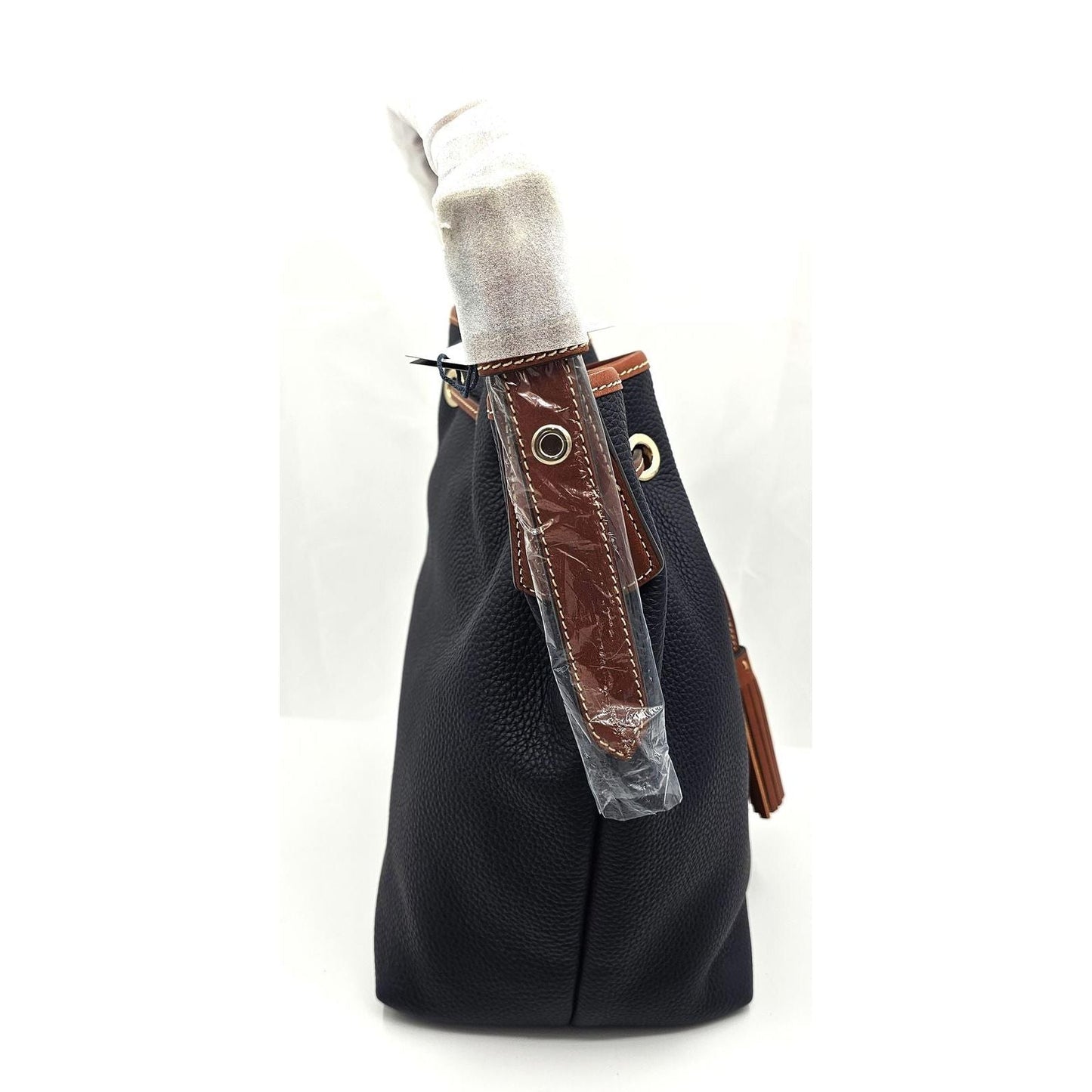 Pebble Grain Kendall Crossbody Leather Bucket Handbag