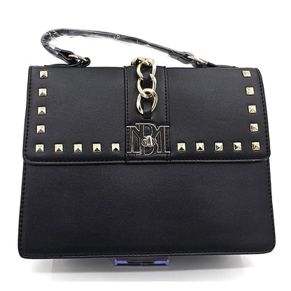 Vegan Leather Satchel with Studded Charm
