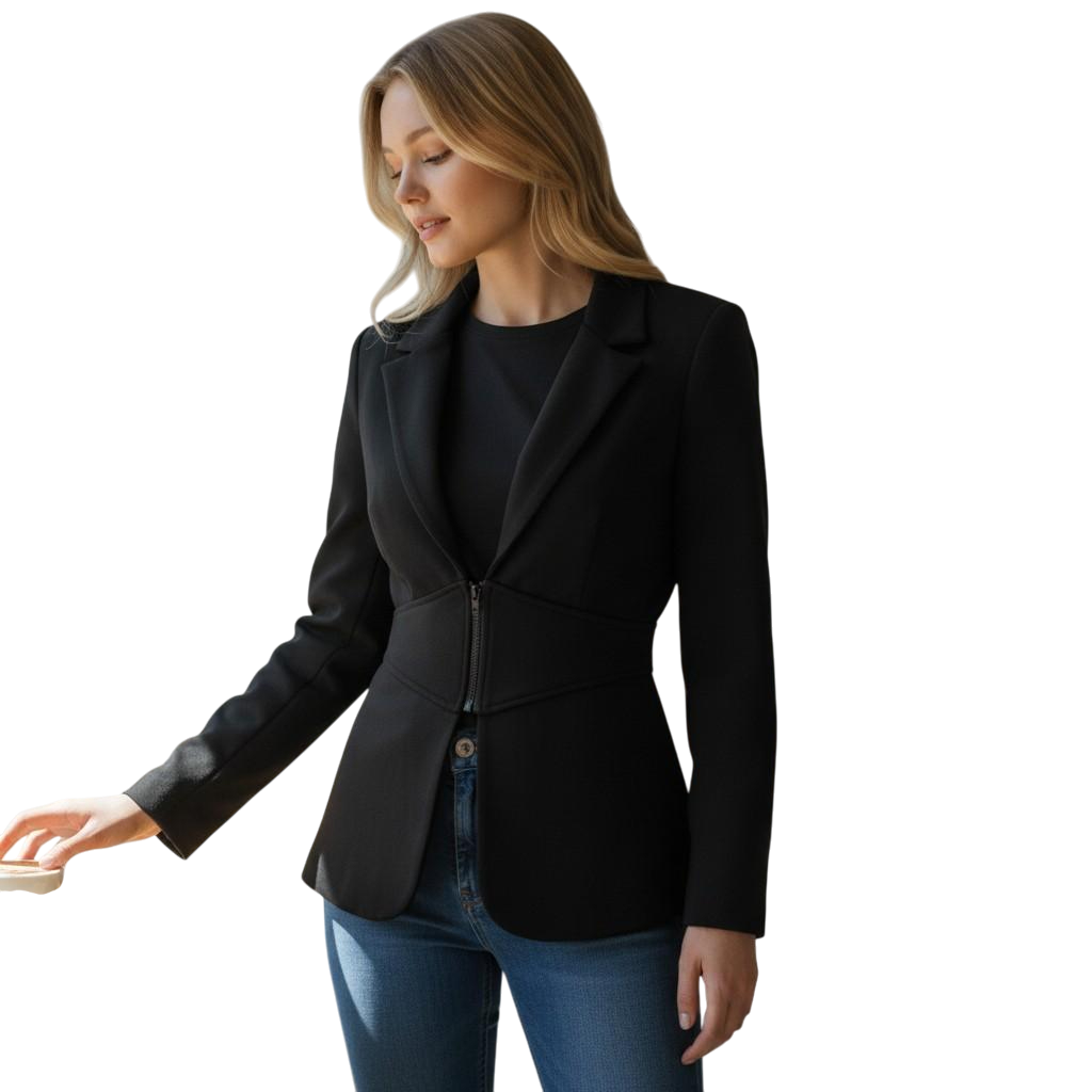 Chic Women's Blazer with Zippered Waist