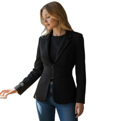 Chic Women's Blazer with Zippered Waist