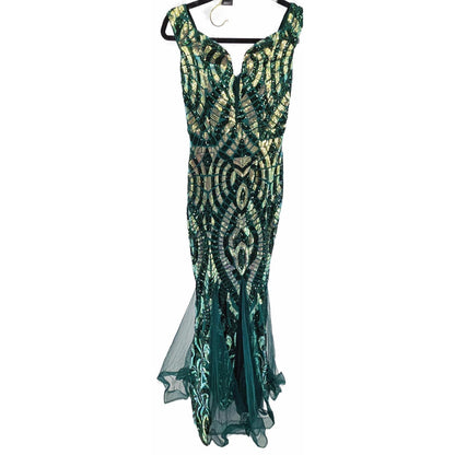 Glamorous and Gold Sequin Prom Dress - Mermaid Magic!