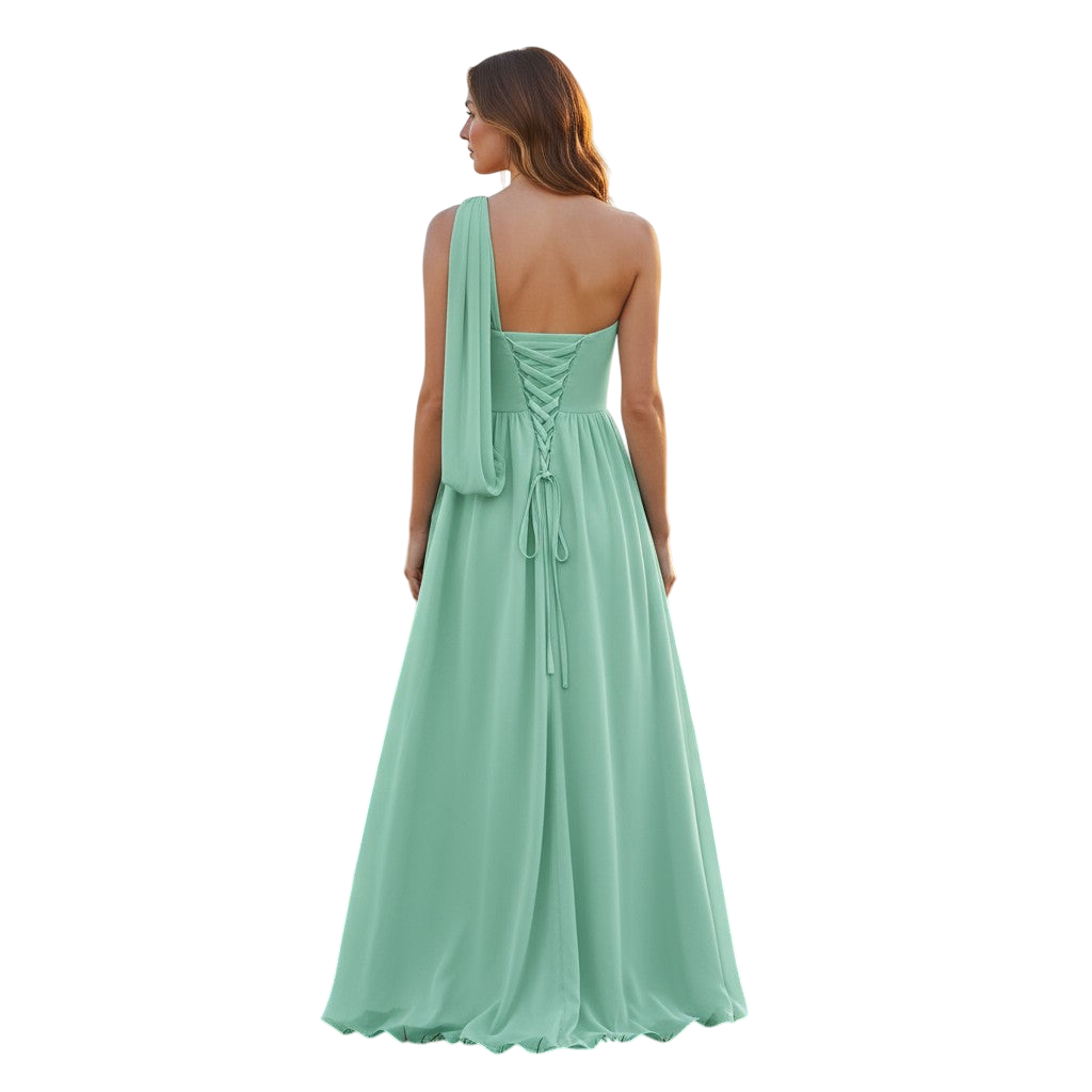 Seafoam Dream: The One-Shoulder Whisper Dress