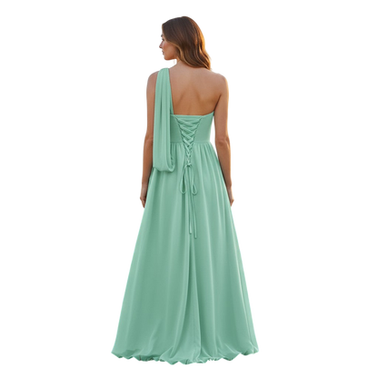 Seafoam Dream: The One-Shoulder Whisper Dress
