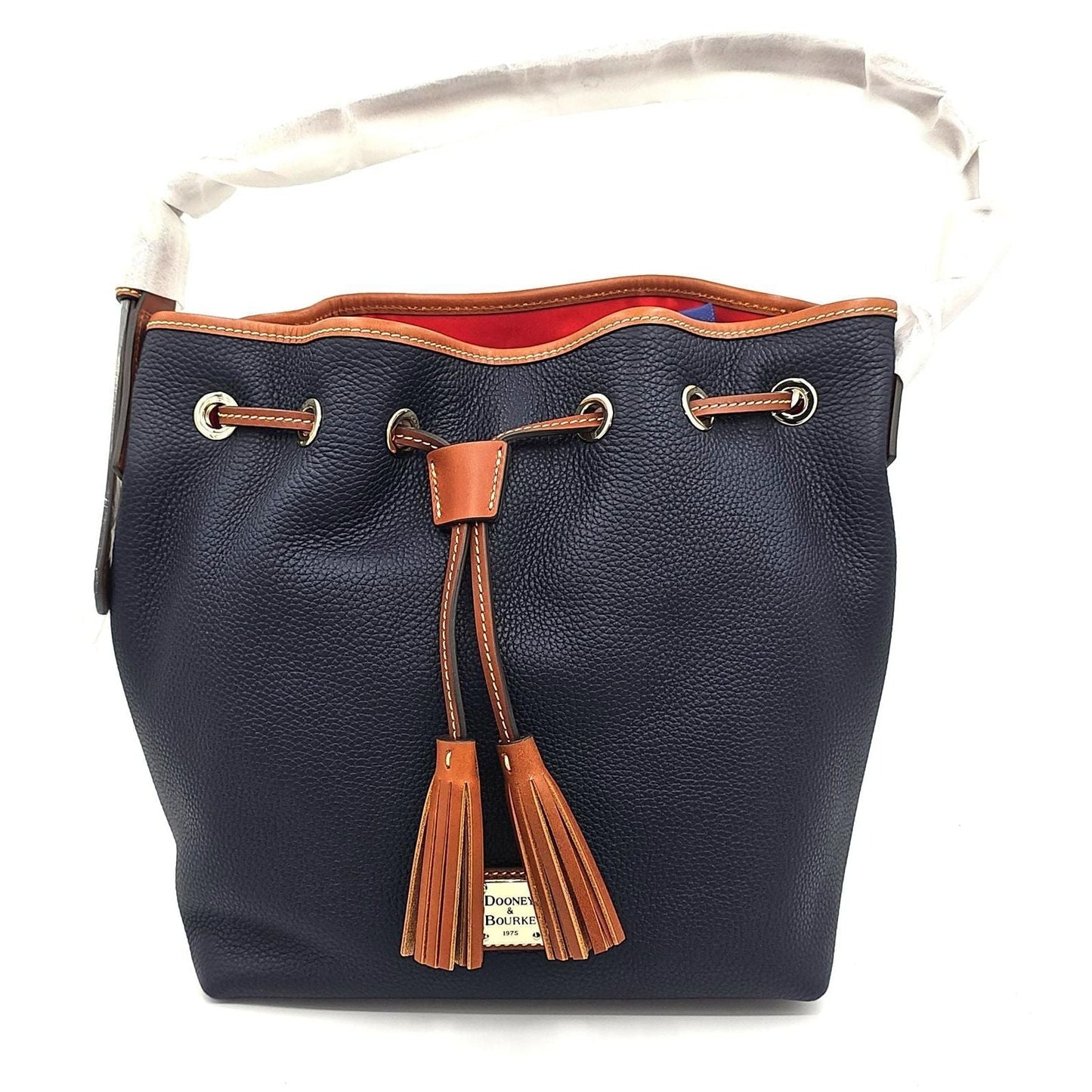 Pebble Grain Kendall Crossbody Leather Bucket Handbag