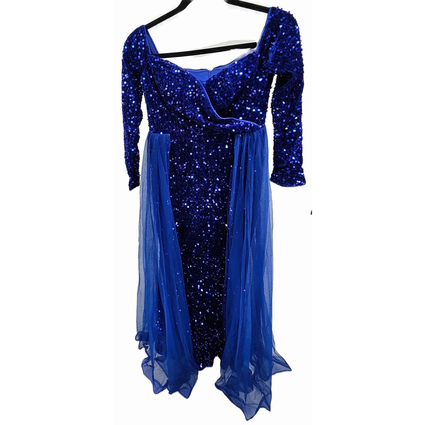 Faeriestyle Sparkle Like You Mean It: Royal Blue Sequin Long Sleeve Dress/15Y