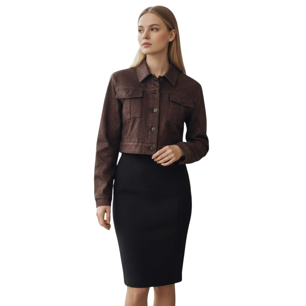 Cropped Shiny Bronze Denim Jacket - Because Basic is Boring